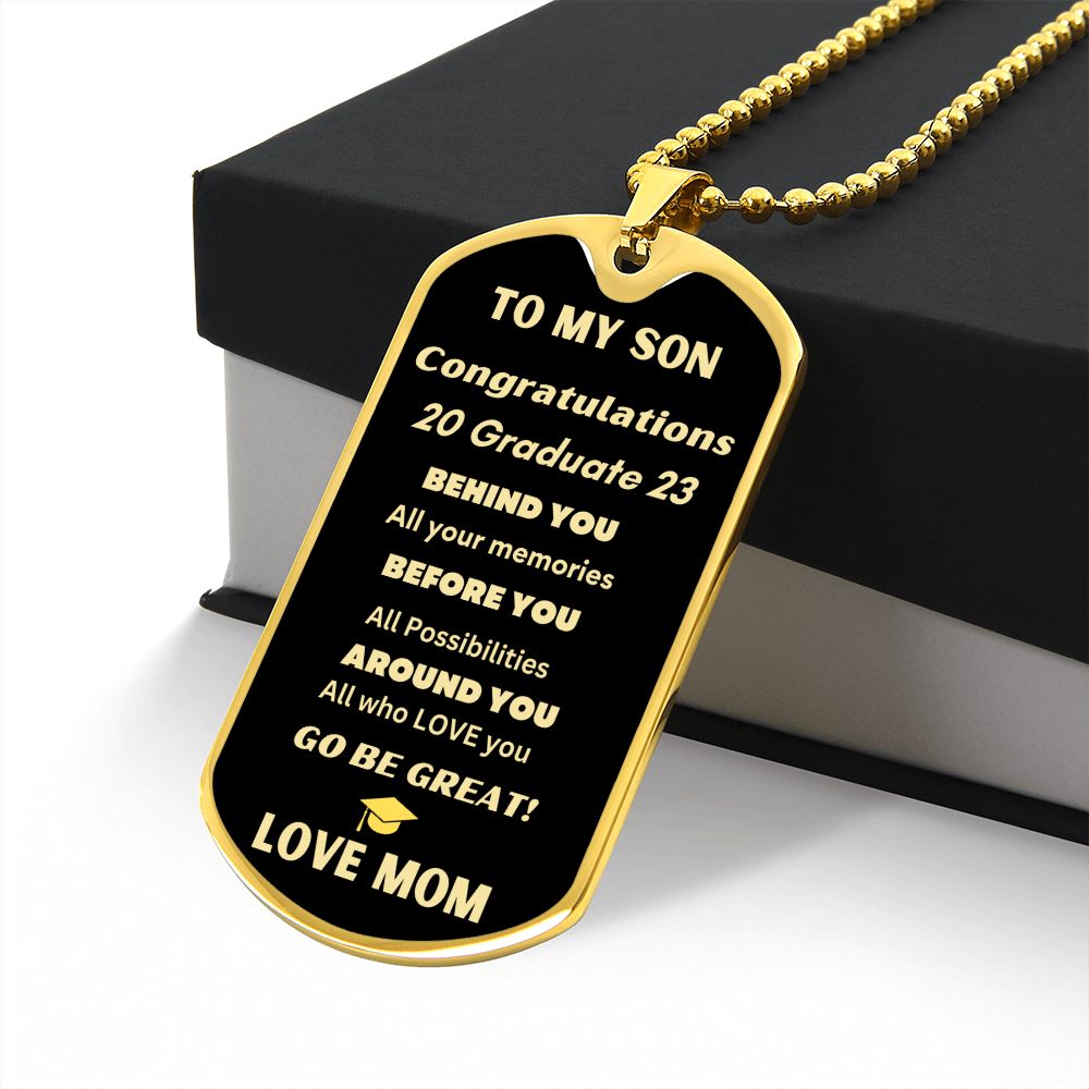 TO MY SON GRADUATION 2023 LOVE DOG TAG NECKLACE