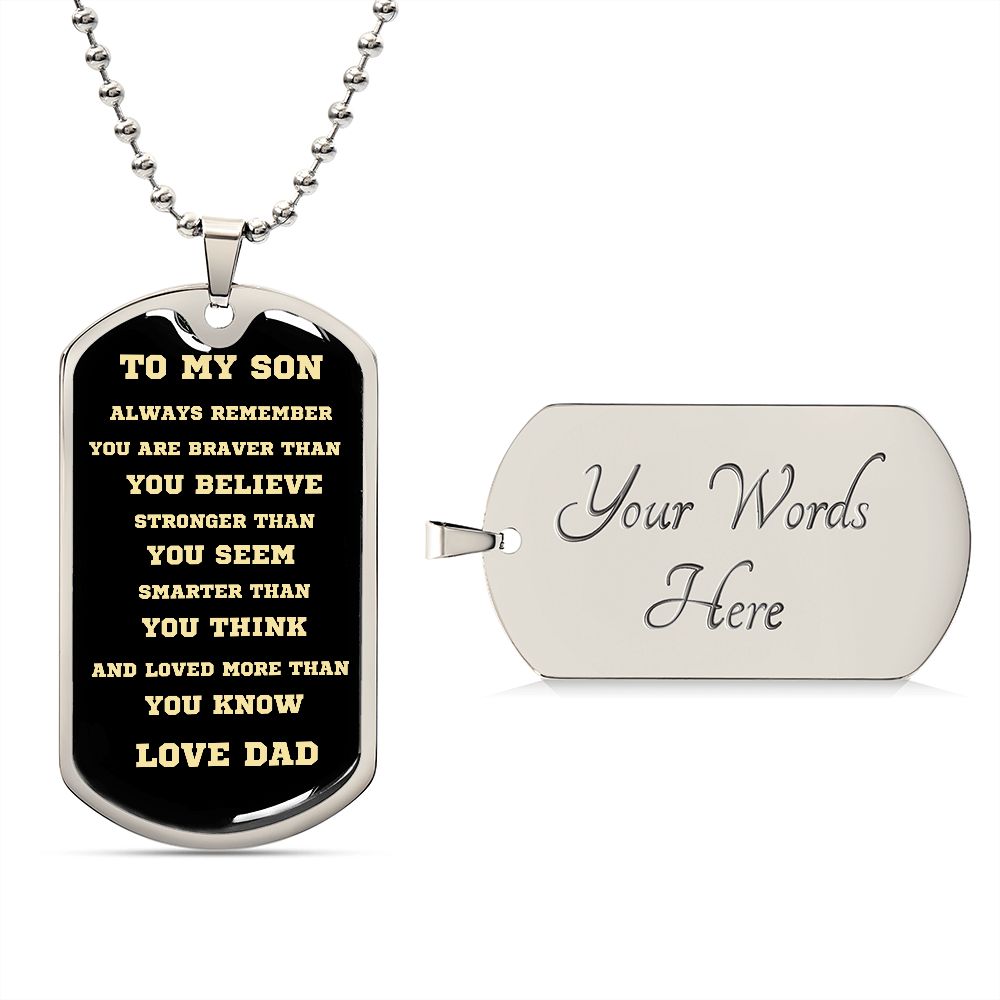 TO MY SON DOG TAG BLK AND GOLD
