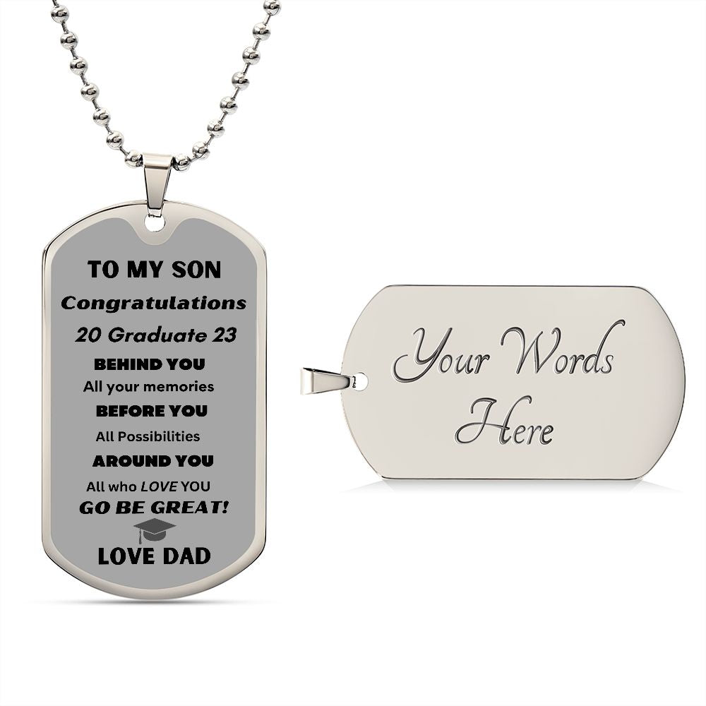 To My Son dog tag for graduations 2023 love DAD