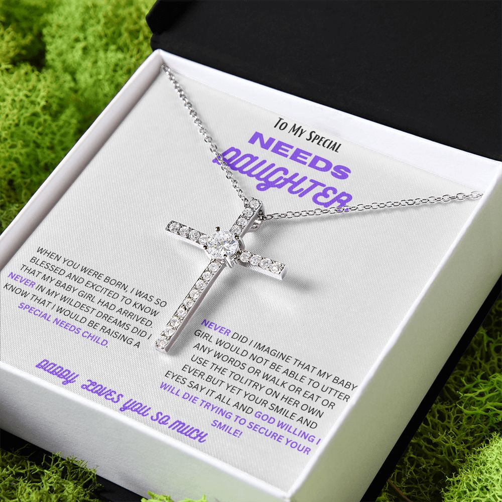 TO MY SPECIAL NEEDS DAUGHTER, A CZ CROSS NECKLACE ESPECIALLY FOR YOU