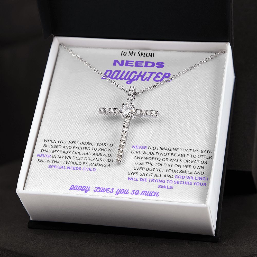 TO MY SPECIAL NEEDS DAUGHTER, A CZ CROSS NECKLACE ESPECIALLY FOR YOU
