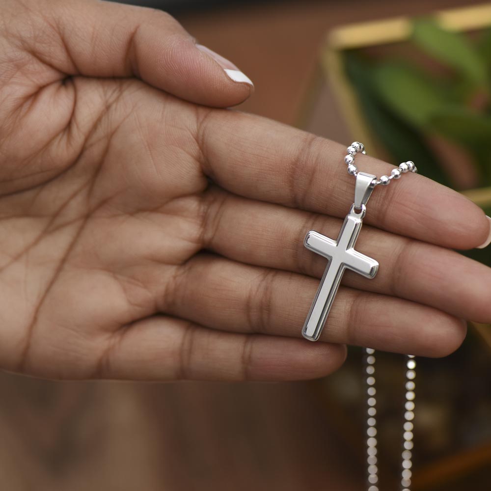 TO MY DAUGHTER FROM DAD WITH LOVE ONLY STAINLESS CROSS NECKLACE