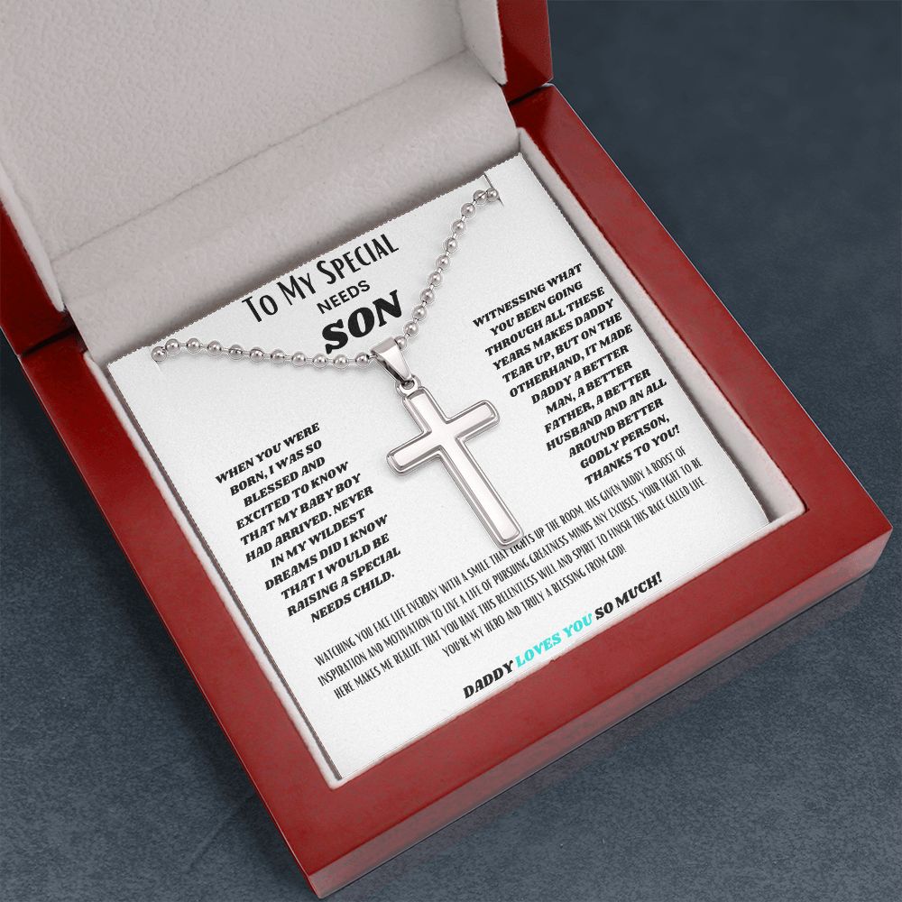 TO MY SPECIAL NEEDS SON, STAINLESS CROSS NECKLACE