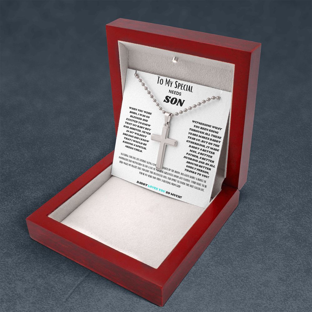 TO MY SPECIAL NEEDS SON, STAINLESS CROSS NECKLACE