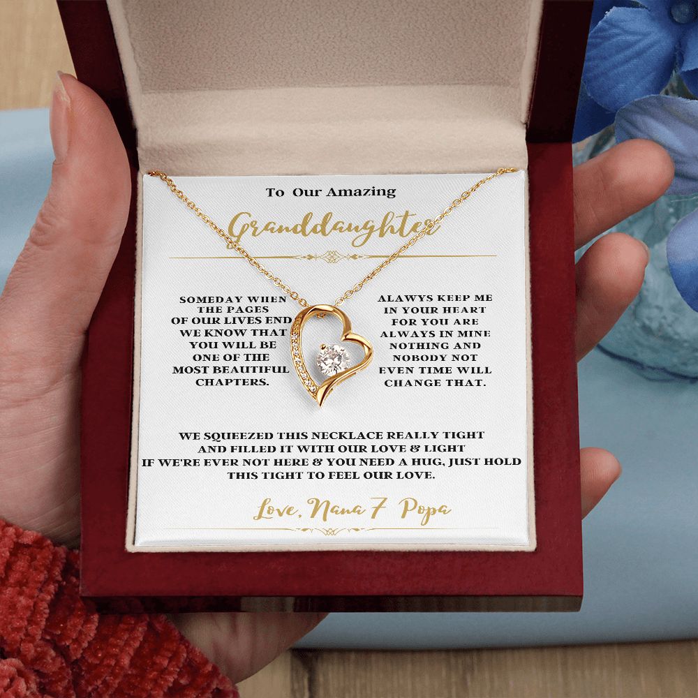 TO OUR AMAZING GRANDDAUGHTER FROM NANA & POPA ENJOY THE FOREVER LOVE NECKLACE