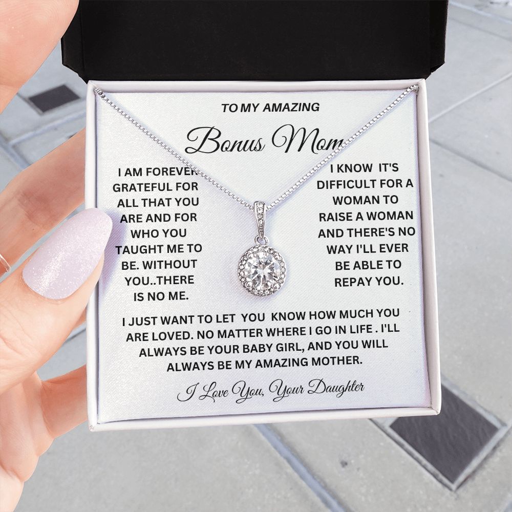 TO MY AMAZING BONUS MOM HAPPY MOTHER'S DAY, ENJOY THIS BEAUTIFUL ETERNAL HOPE NECKLACE