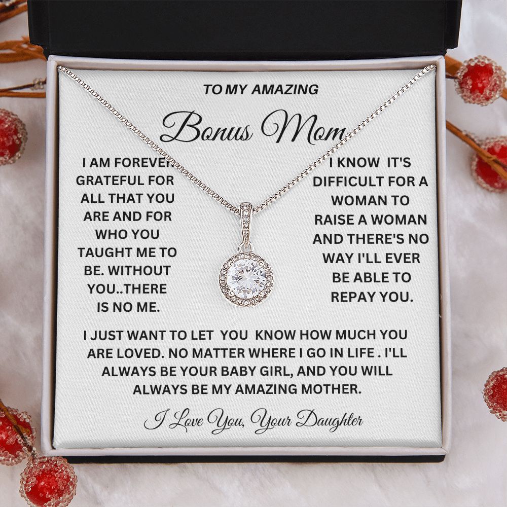 TO MY AMAZING BONUS MOM HAPPY MOTHER'S DAY, ENJOY THIS BEAUTIFUL ETERNAL HOPE NECKLACE