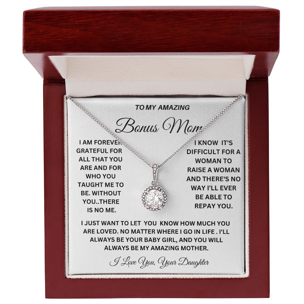 TO MY AMAZING BONUS MOM HAPPY MOTHER'S DAY, ENJOY THIS BEAUTIFUL ETERNAL HOPE NECKLACE