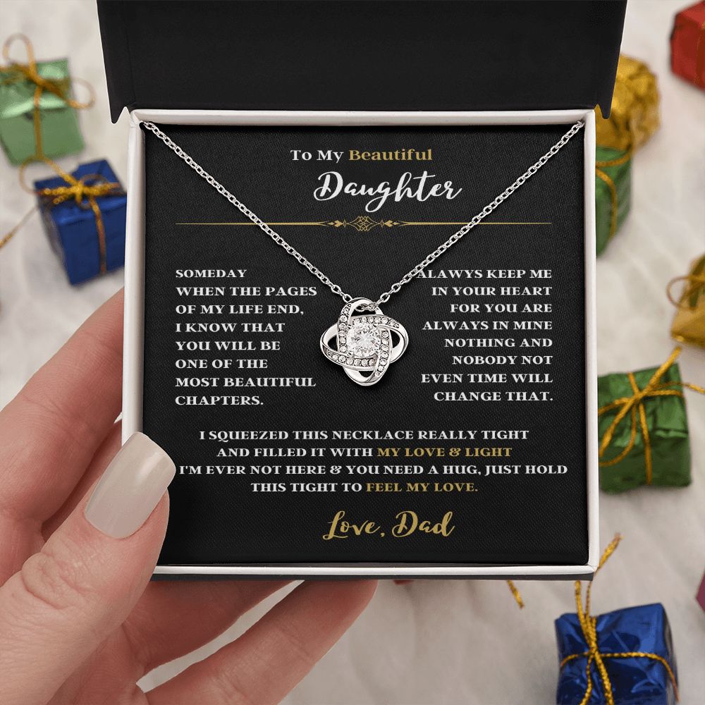 TO MY BEAUTIFUL DAUGHTER THE LOVE KNOT NECKLACE FROM DAD