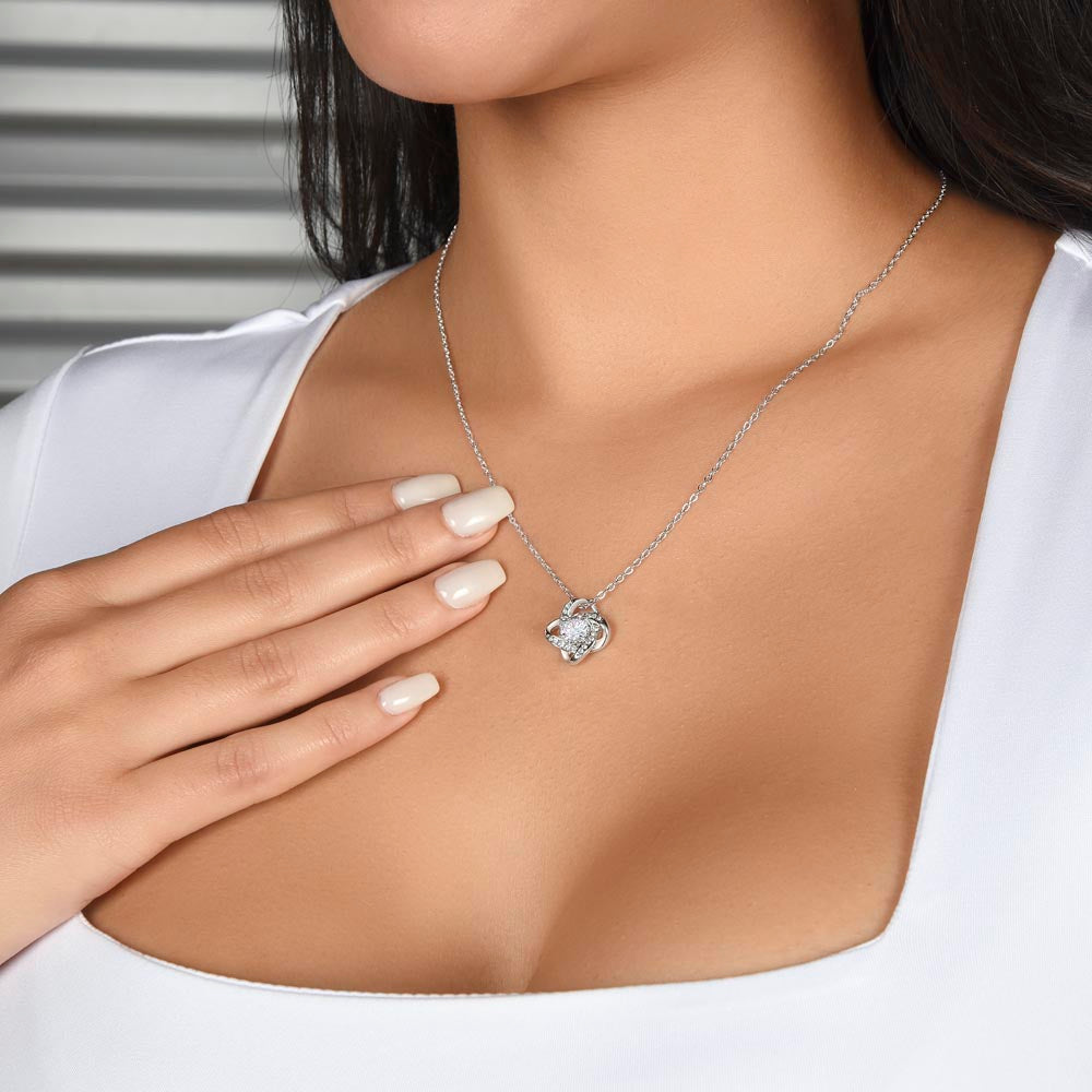 TO MY LOVING MOM LOVE KNOT NECKLACE FROM YOUR SON