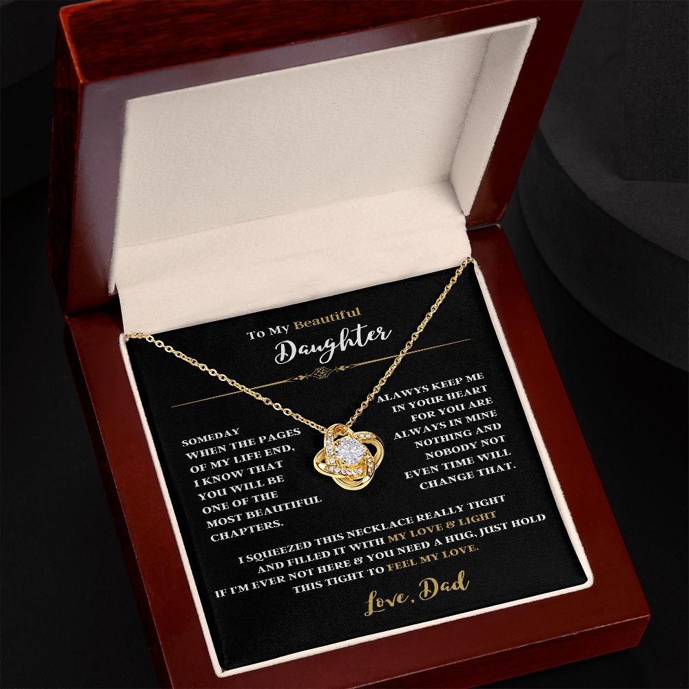 TO MY BEAUTIFUL DAUGHTER FROM DAD THIS LOVE KNOT NECKLACE