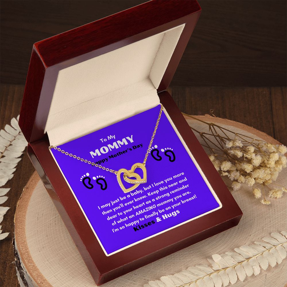 TO MY MOMMY HAPPY MOTHER'S DAY ENJOY THIS INTERLOCKING HEART NECKLACE KEEP IT CLOSE TO YOUR HEART!