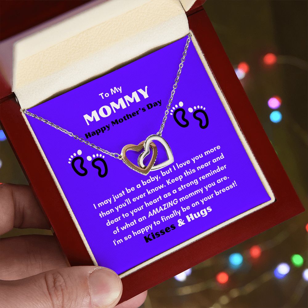 TO MY MOMMY HAPPY MOTHER'S DAY ENJOY THIS INTERLOCKING HEART NECKLACE KEEP IT CLOSE TO YOUR HEART!