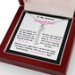 To My Dearest Daughter message card expression mom's love for her daughter going away to college.  Mom is sharing her emotions with this Vertical Name Necklace jewelry piece.