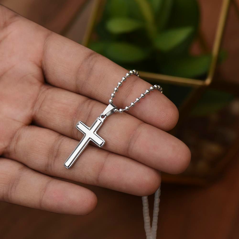 TO MY SPECIAL NEEDS SON FROM MOMMY STAINLESS CROSS NECKLACE