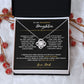TO MY BEAUTIFUL DAUGHTER LOVE DAD ENJOY THE LOVE KNOT NECKLACE